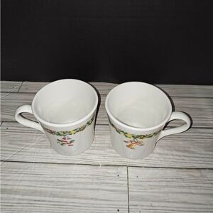 Vintage Corelle Corning Christmas Holiday Joy Coffee Tea Mugs Set of 2 Made USA